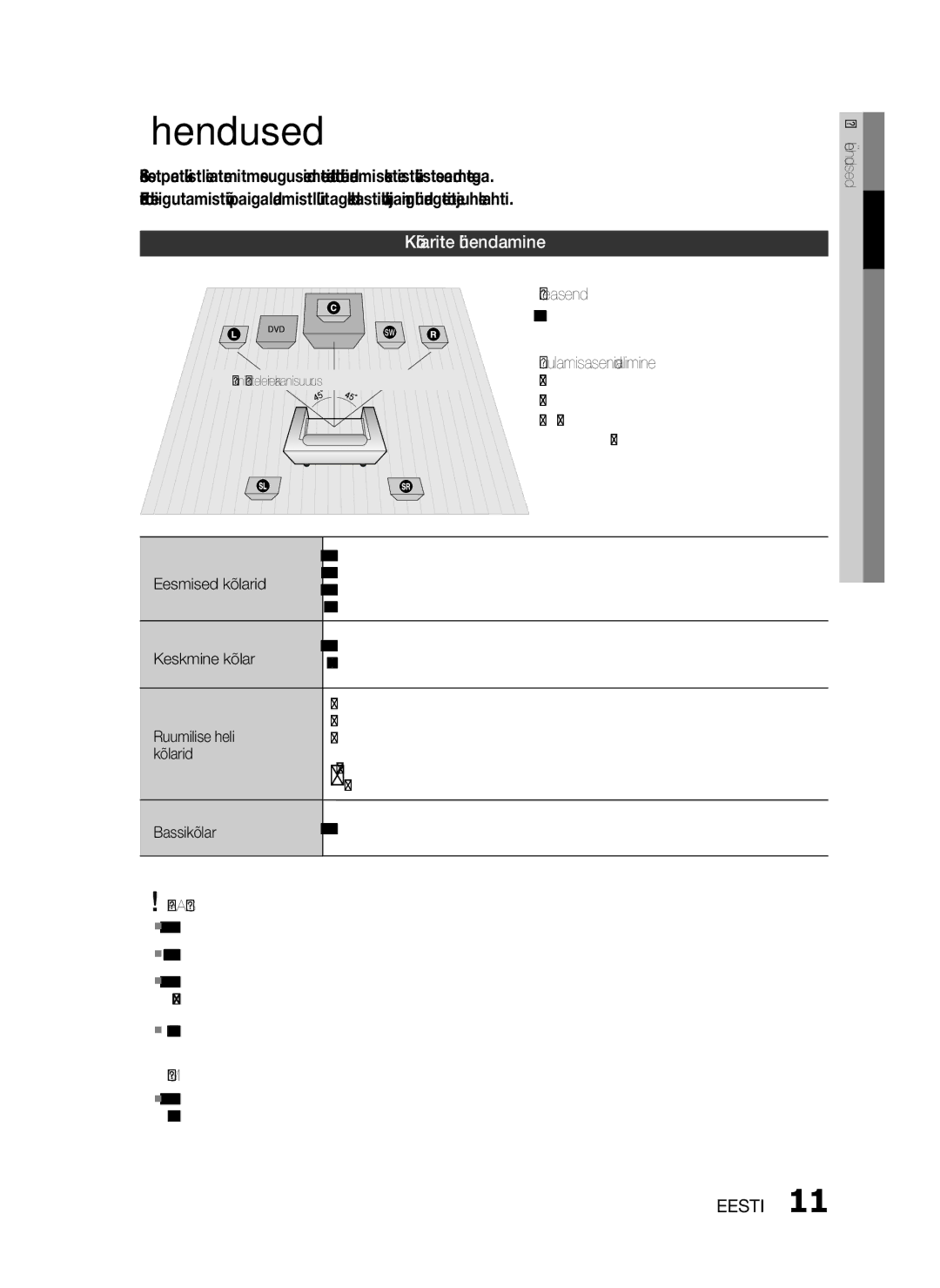 Samsung HT-D330/EN manual Ühendused, Kõlarite ühendamine, Ettevaatust 