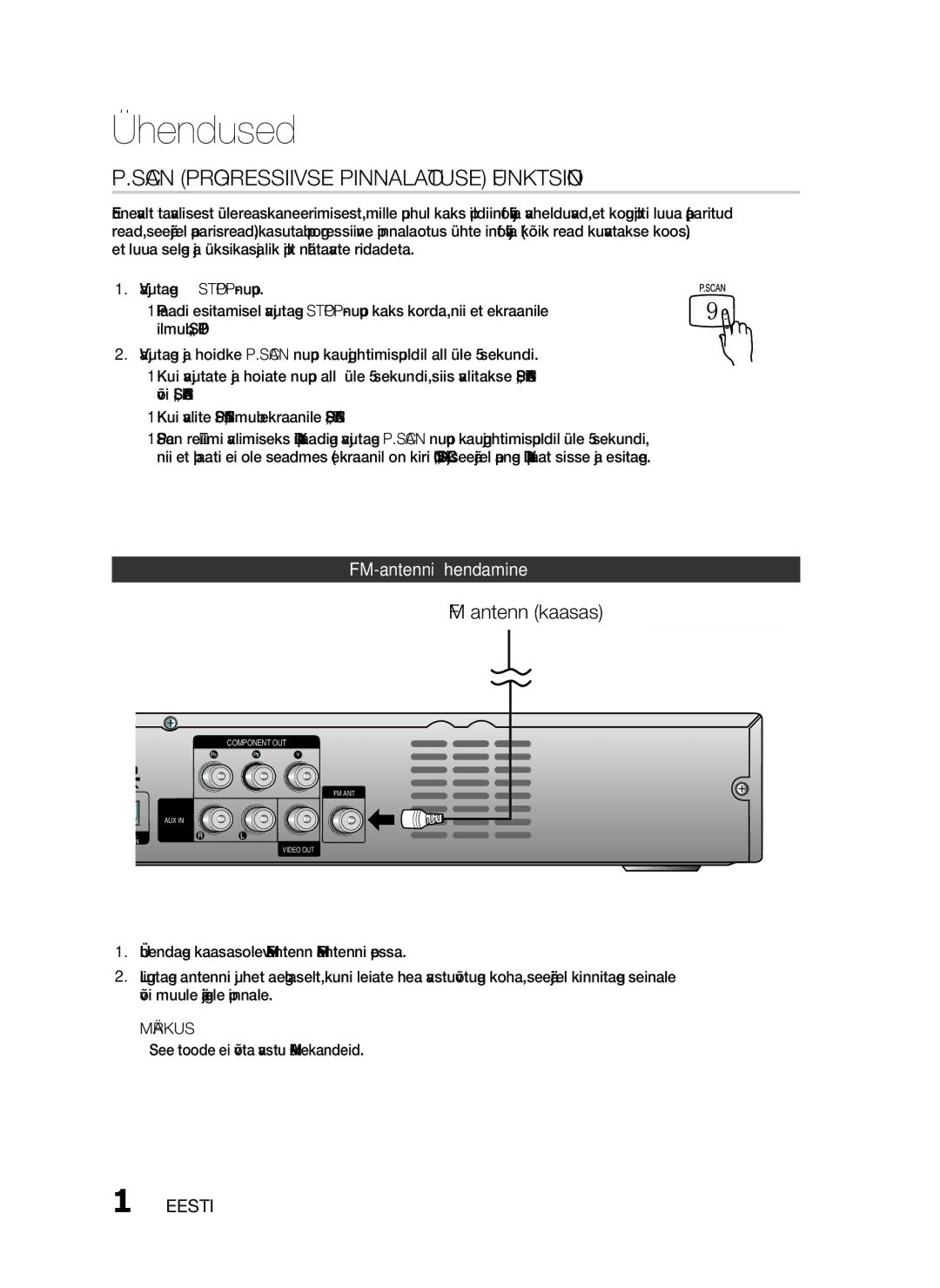 Samsung HT-D330/EN manual FM-antenni ühendamine,  See toode ei võta vastu AM-ülekandeid 