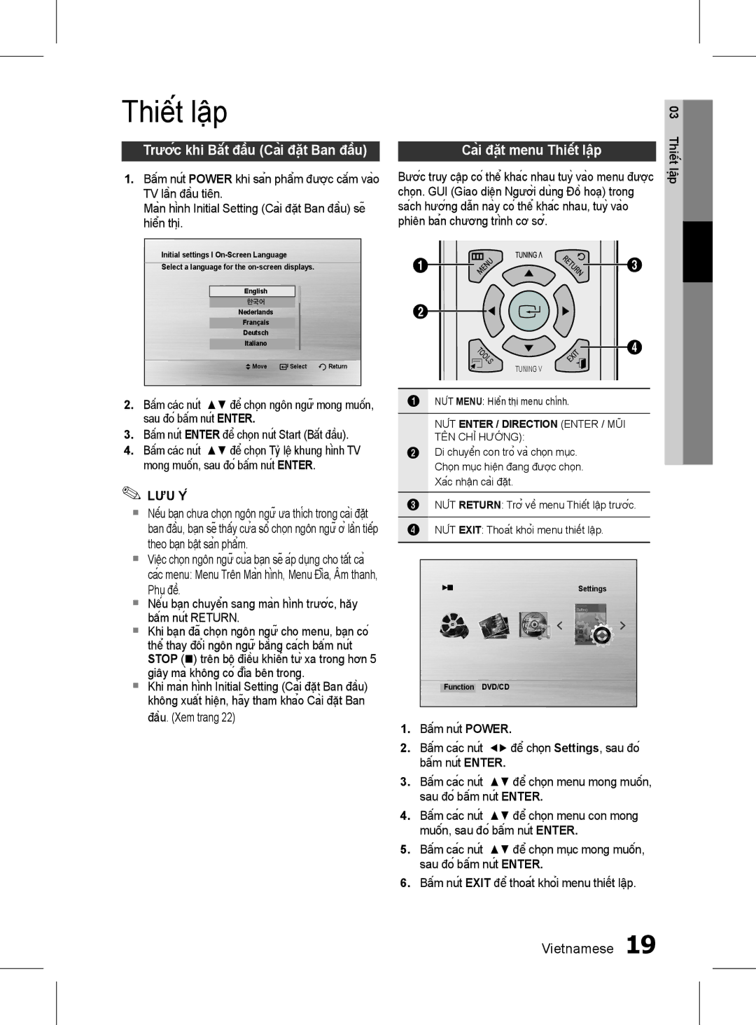 Samsung HT-D350K/XV manual Thiết lập 