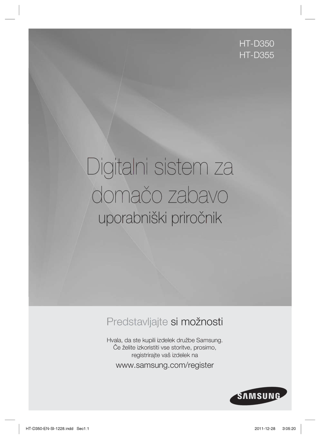 Samsung HT-D350/EN, HT-D355/EN, HT-D350/XE manual Digitalni sistem za domačo zabavo 