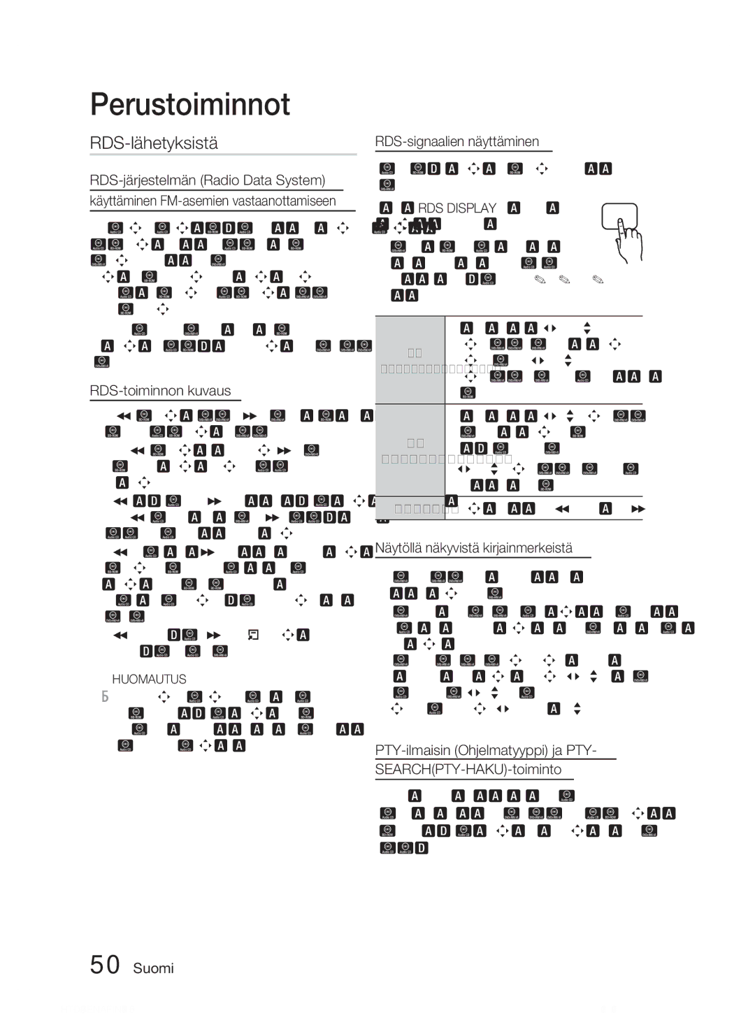 Samsung HT-D4200/XE manual RDS-lähetyksistä 