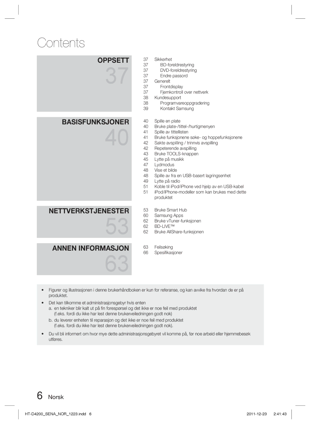 Samsung HT-D4200/XE manual Contents 