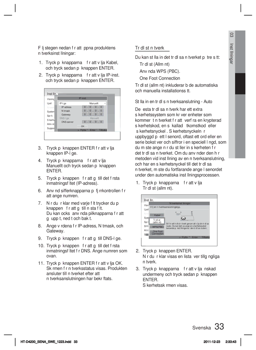 Samsung HT-D4200/XE manual Trådlöst nätverk, Trådlöst Allmänt, De ﬂesta trådlösa nätverk har ett extra 