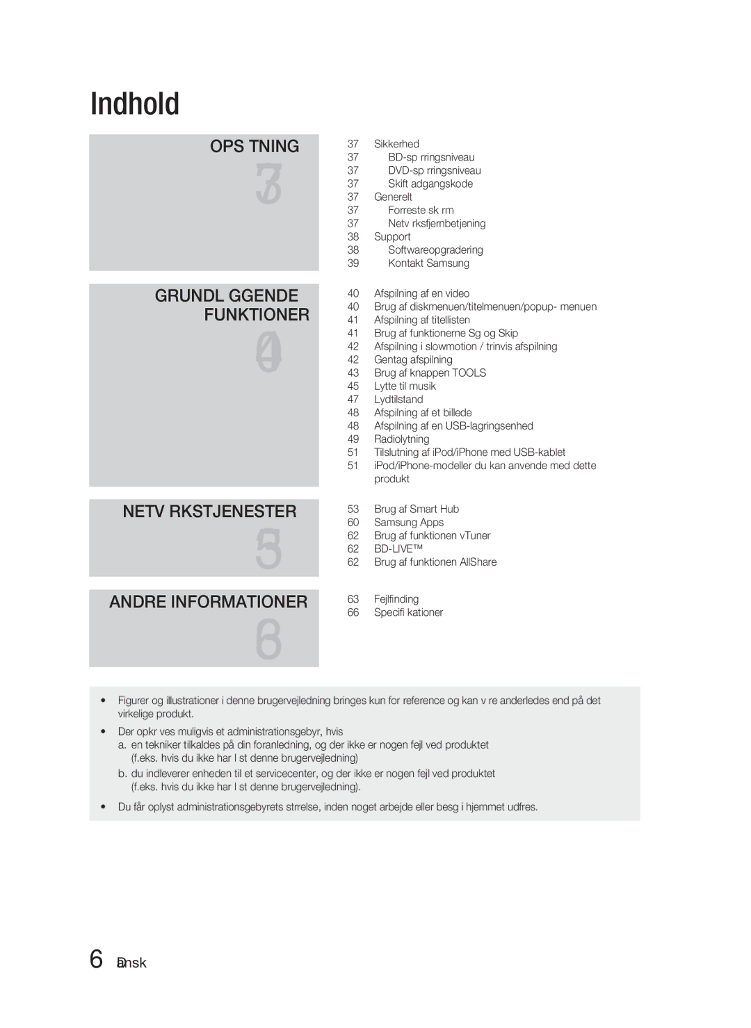 Samsung HT-D4200/XE manual Sikkerhed, BD-spærringsniveau, Skift adgangskode, Generelt, Forreste skærm, Softwareopgradering 