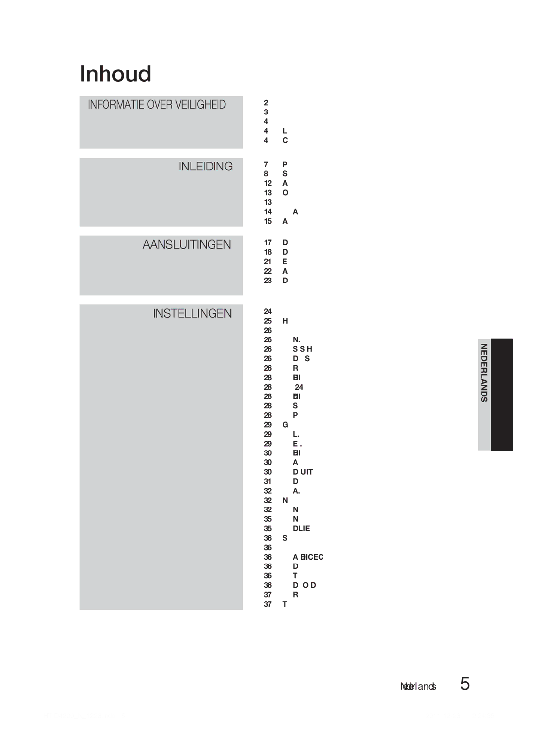 Samsung HT-D4200/EN, HT-D4200/XN, HT-D4200/ZF manual Inhoud 