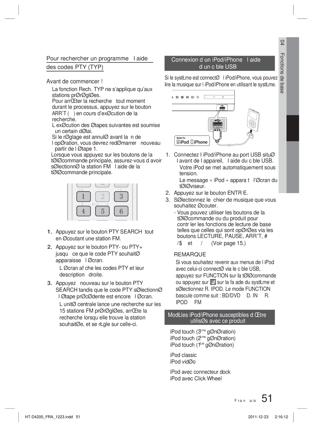 Samsung HT-D4200/ZF manual $ et / Voir, Appuyez sur Function sur la télécommande, Ipod FM 