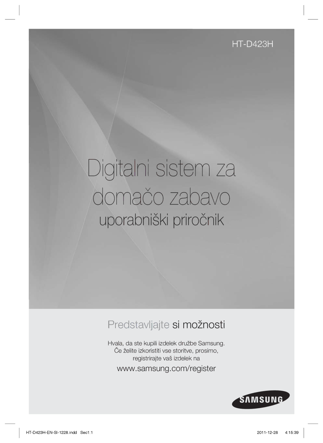 Samsung HT-D423H/XE, HT-D423H/EN manual Digitalni sistem za domačo zabavo 