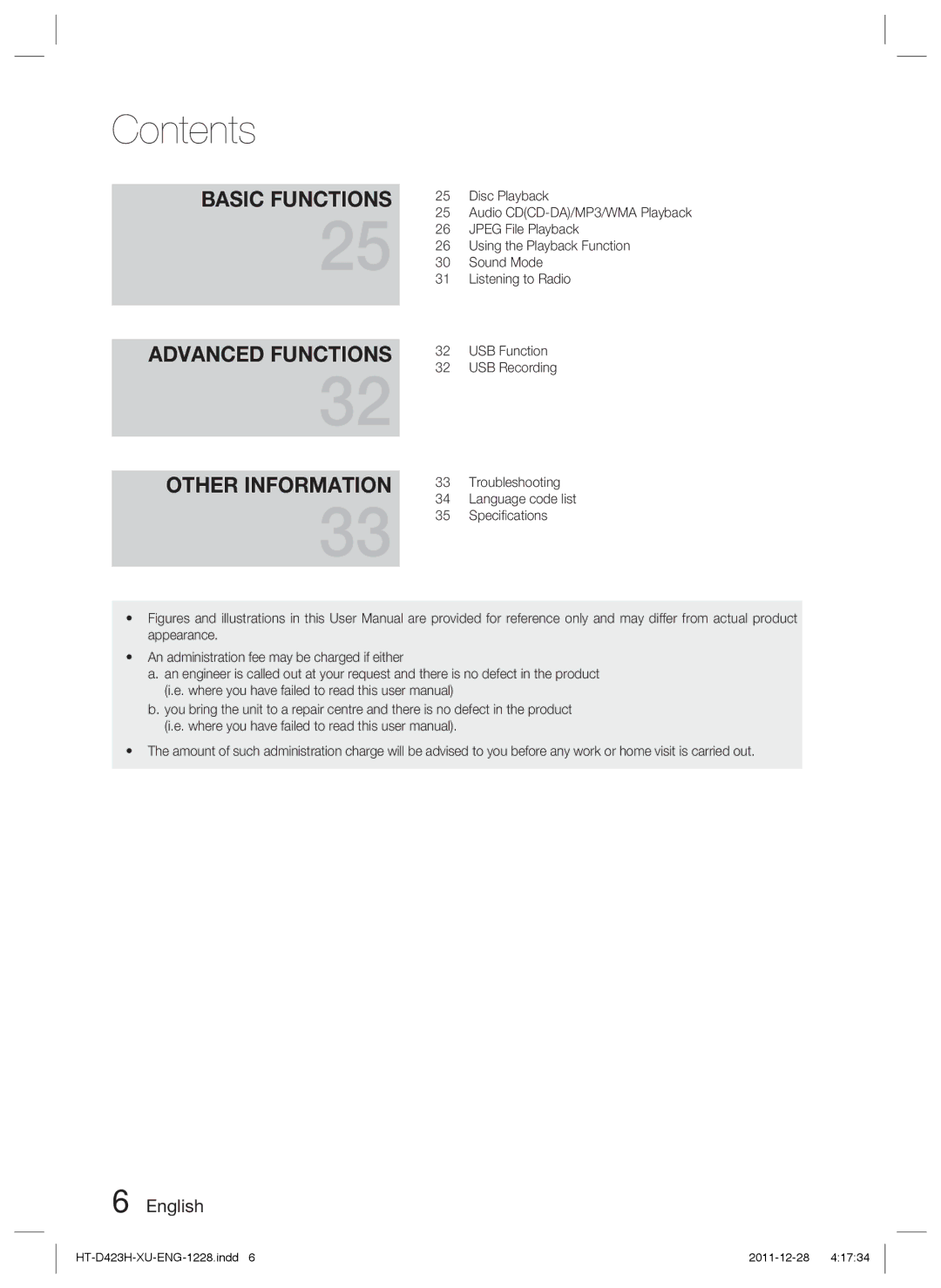 Samsung HT-D423H/ZF manual Disc Playback, Jpeg File Playback, Using the Playback Function, Sound Mode, Listening to Radio 