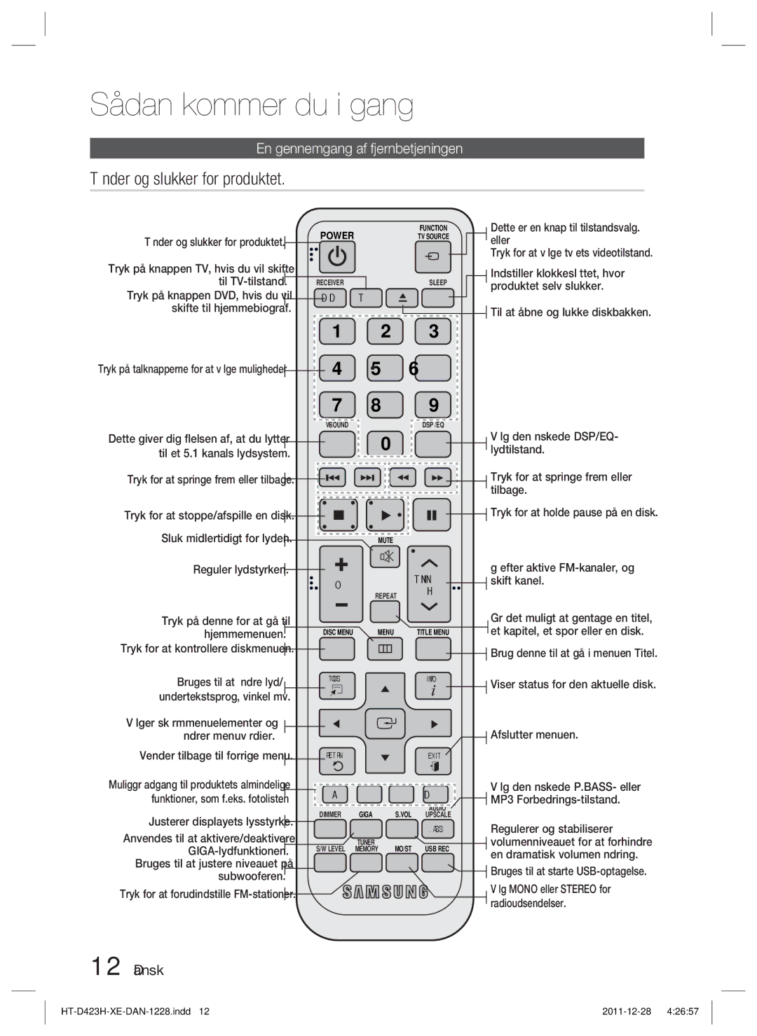 Samsung HT-D423H/XE manual Øg efter aktive FM-kanaler, og, Et kapitel, et spor eller en disk, En dramatisk volumenændring 