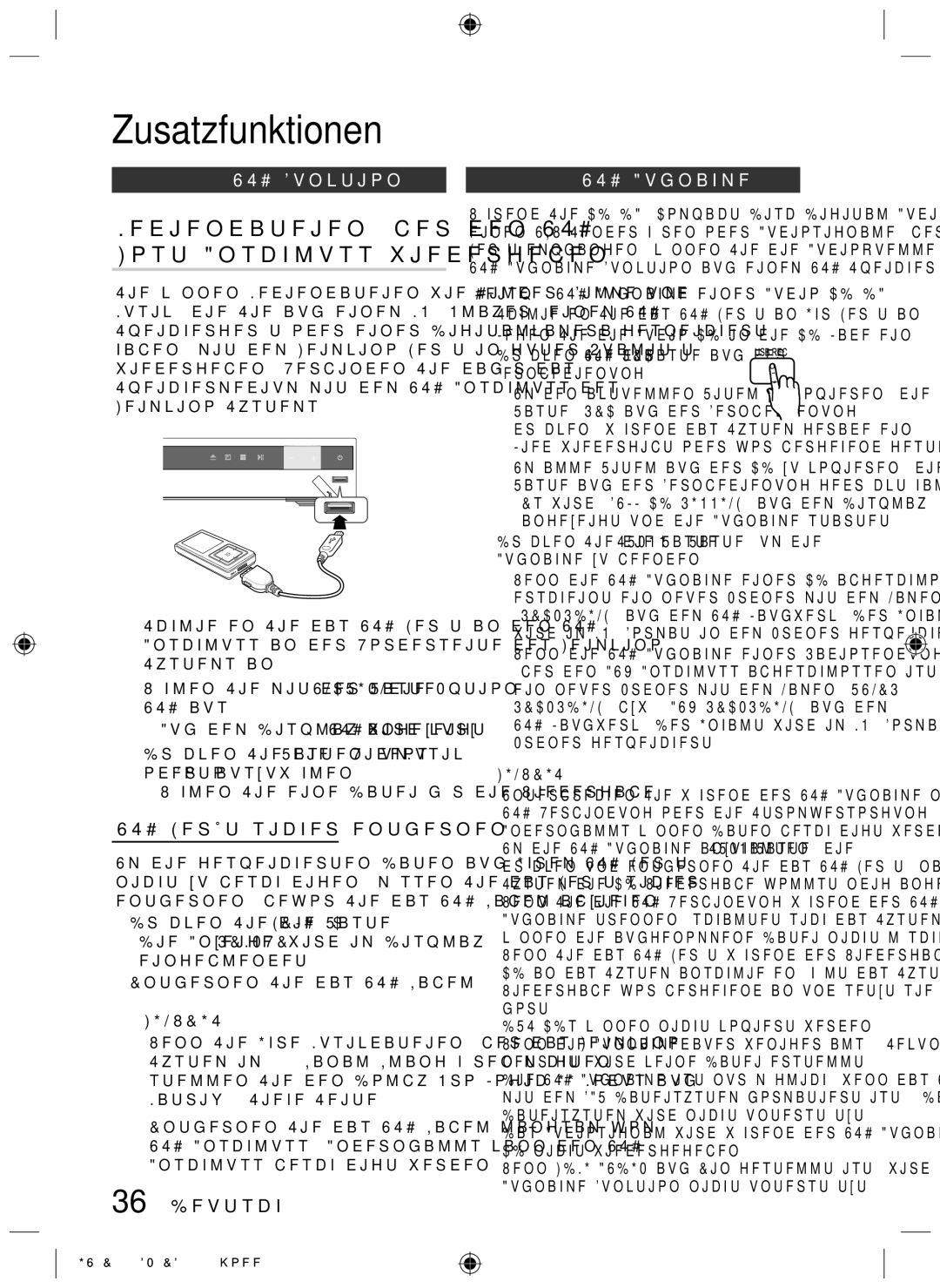 Samsung HT-D450 Zusatzfunktionen, Mediendateien über den USB- Host-Anschluss wiedergeben, USB-Funktion, USB Aufnahme 