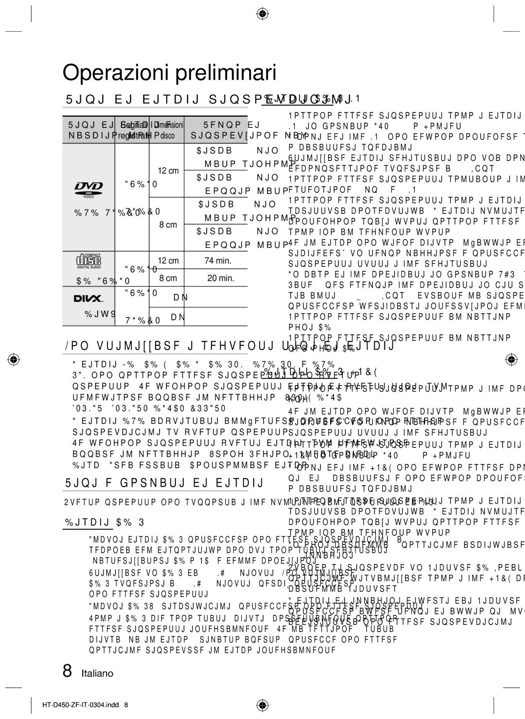 Samsung HT-D453, HT-D450 Tipi di dischi riproducibili, Tipi e formati di dischi, Dischi CD-R MP3, Dischi CD-R Jpeg 