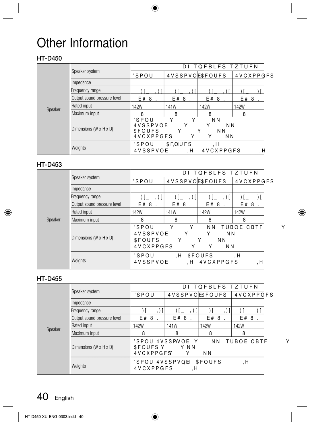 Samsung HT-D455 user manual HT-D450, HT-D453 