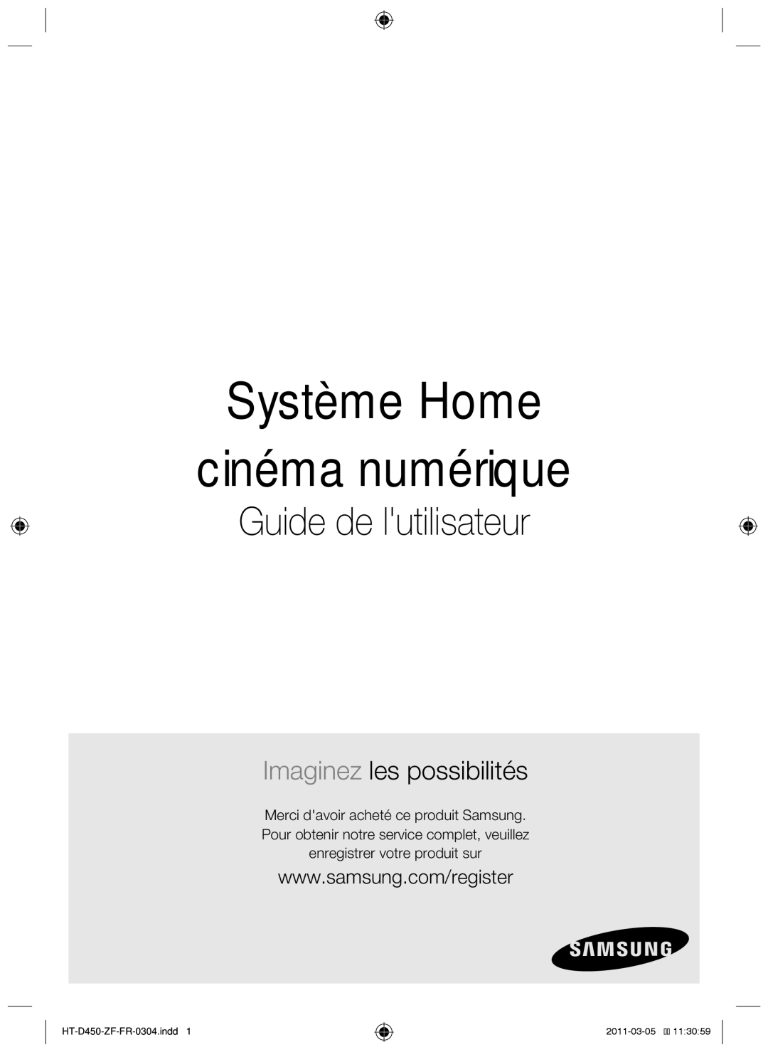 Samsung HT-D455, HT-D450, HT-D453 user manual Système Home Cinéma numérique 