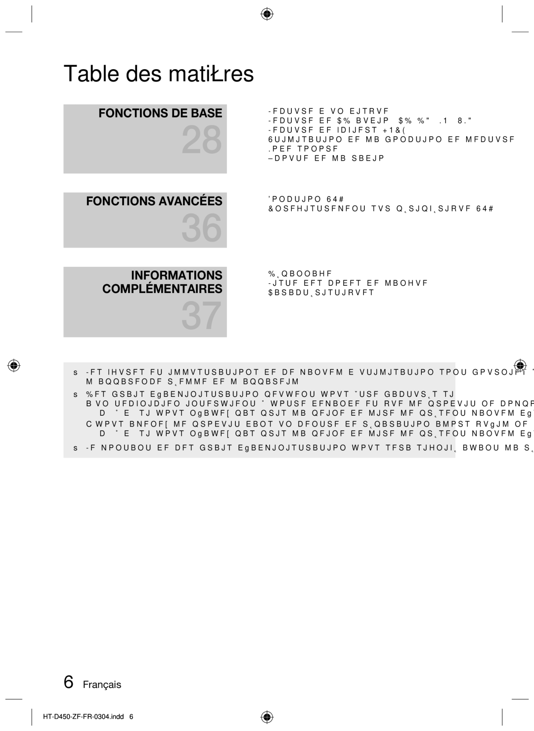 Samsung HT-D450, HT-D455, HT-D453 user manual Fonctions DE Base Fonctions Avancées 