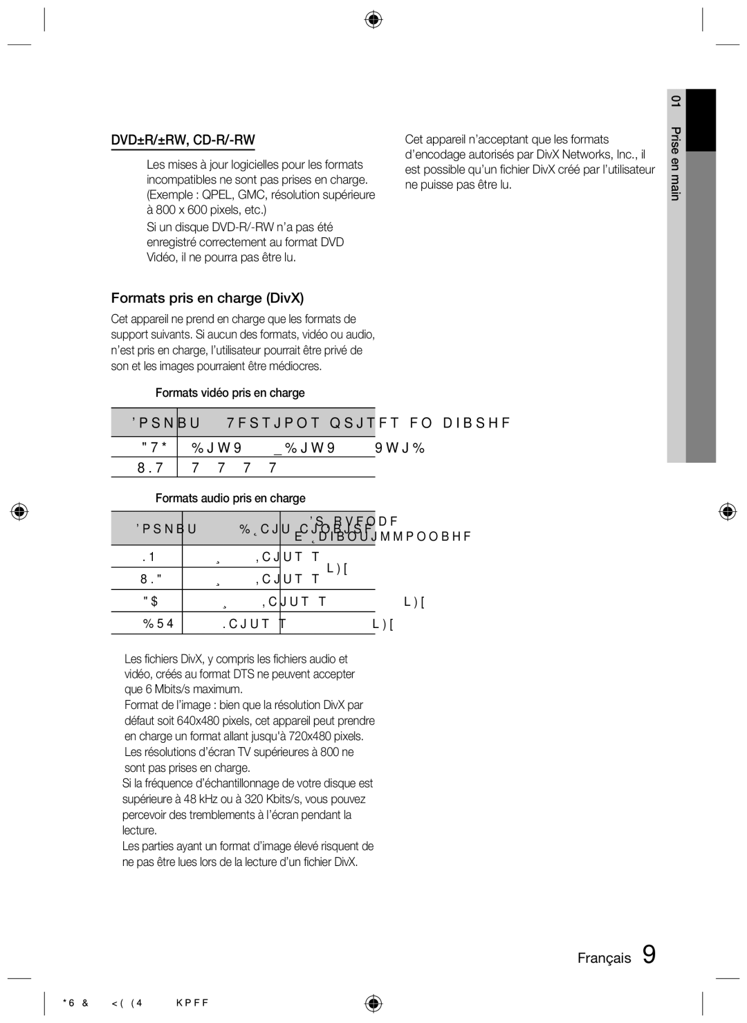 Samsung HT-D450, HT-D455, HT-D453 user manual Formats pris en charge DivX, Format Versions prises en charge 