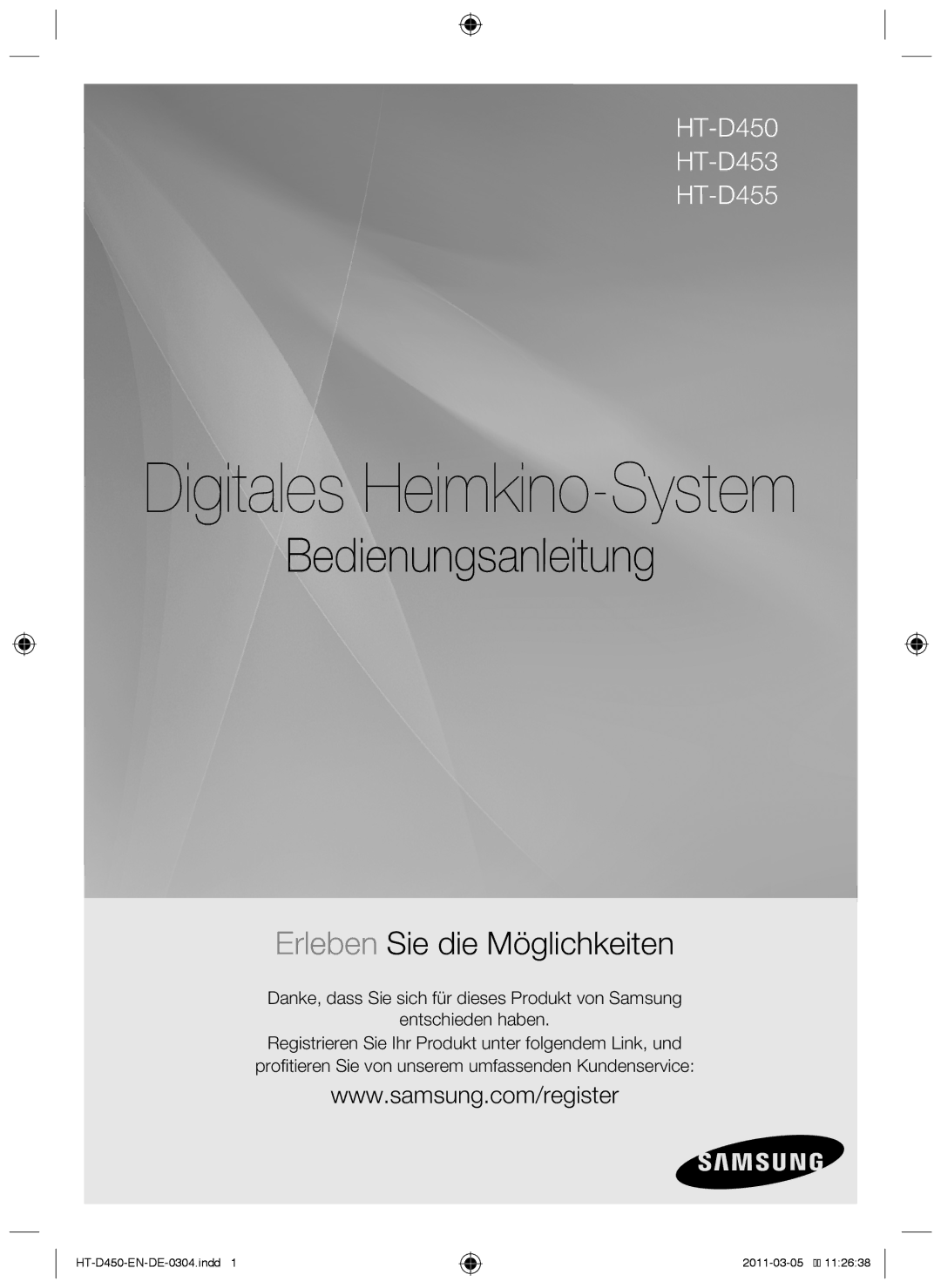 Samsung HT-D455, HT-D450, HT-D453 user manual Digitales Heimkino-System 