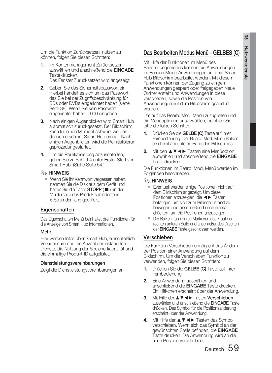 Samsung HT-D4500/EN manual Eigenschaften, Verschieben, Mehr 