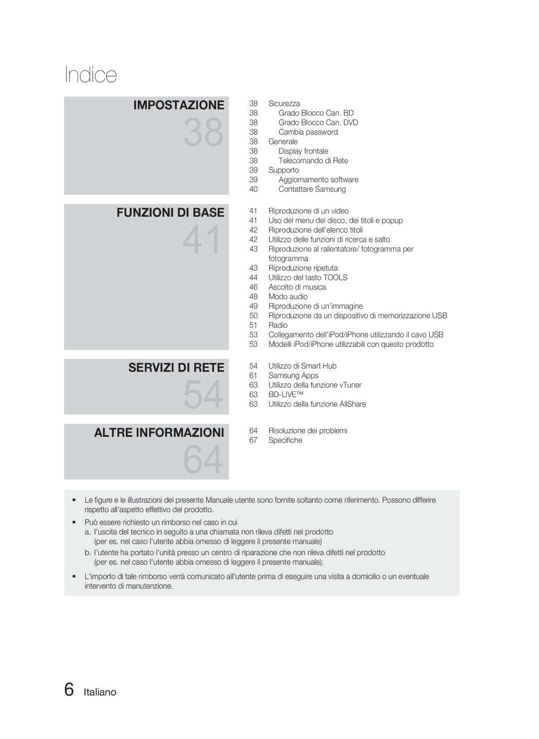 Samsung HT-D4500/ZF manual Servizi DI Rete Altre Informazioni 