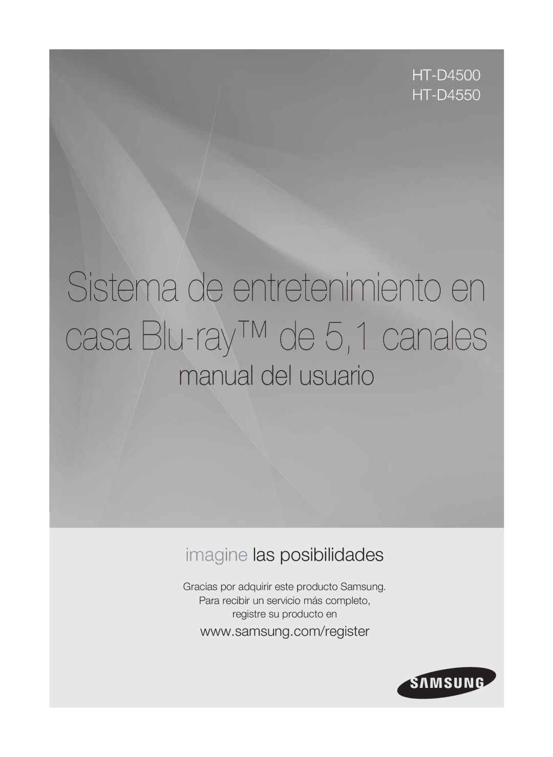 Samsung HT-D4500/ZF manual Sistema de entretenimiento en casa Blu-ray de 5,1 canales 