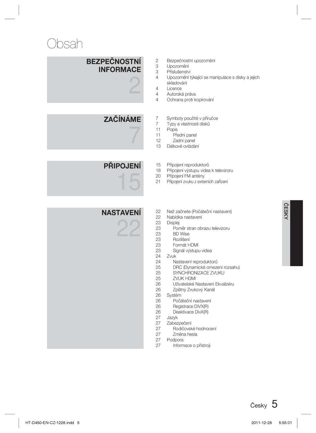 Samsung HT-D455/XY, HT-D455/EN, HT-D455/XE manual Synchronizace Zvuku Zvuk Hdmi 