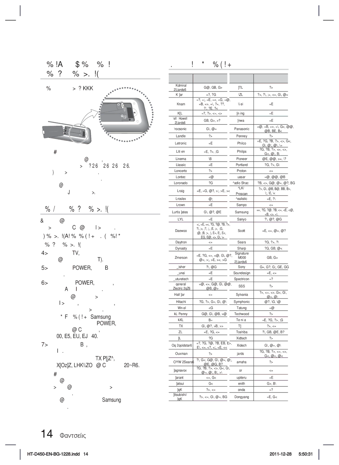 Samsung HT-D455/EN manual 14 Български, Размер на батерията AAA, Настройка на дистанционното управление 