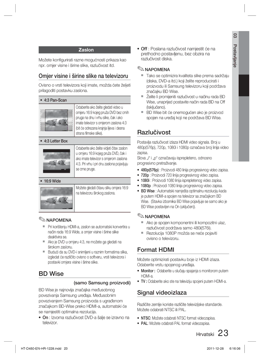 Samsung HT-D455/EN manual Razlučivost, Signal videoizlaza, Zaslon, Samo Samsung proizvodi 