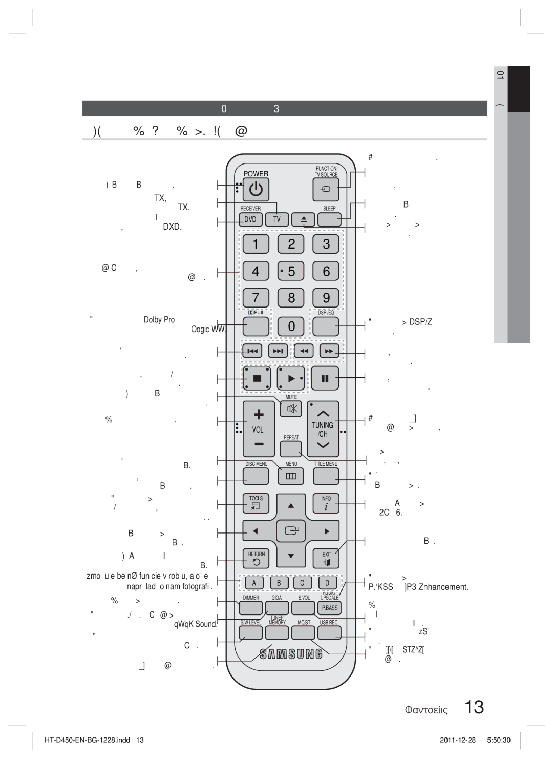 Samsung HT-D455/EN manual Преглед на дистанционното управление, Дистанционно управление 