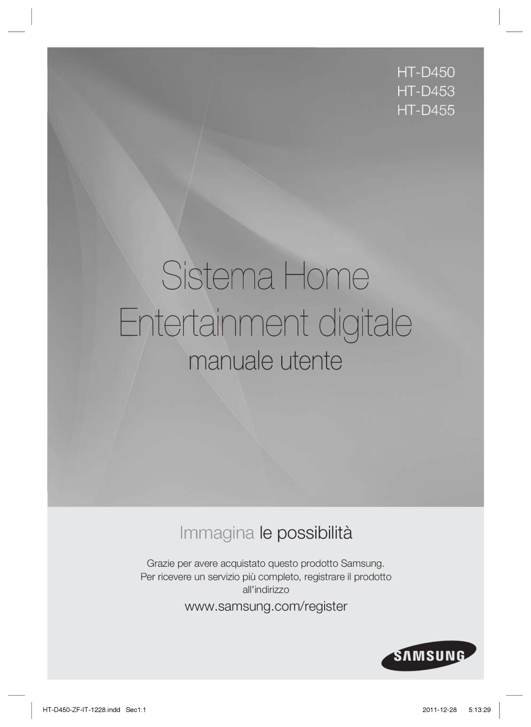 Samsung HT-D455/ZF manual Sistema Home Entertainment digitale 