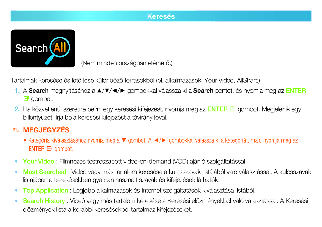 Samsung HT-D5000/XE, HT-D5000/EN, HT-D5000/ZF manual Keresés, Megjegyzés 