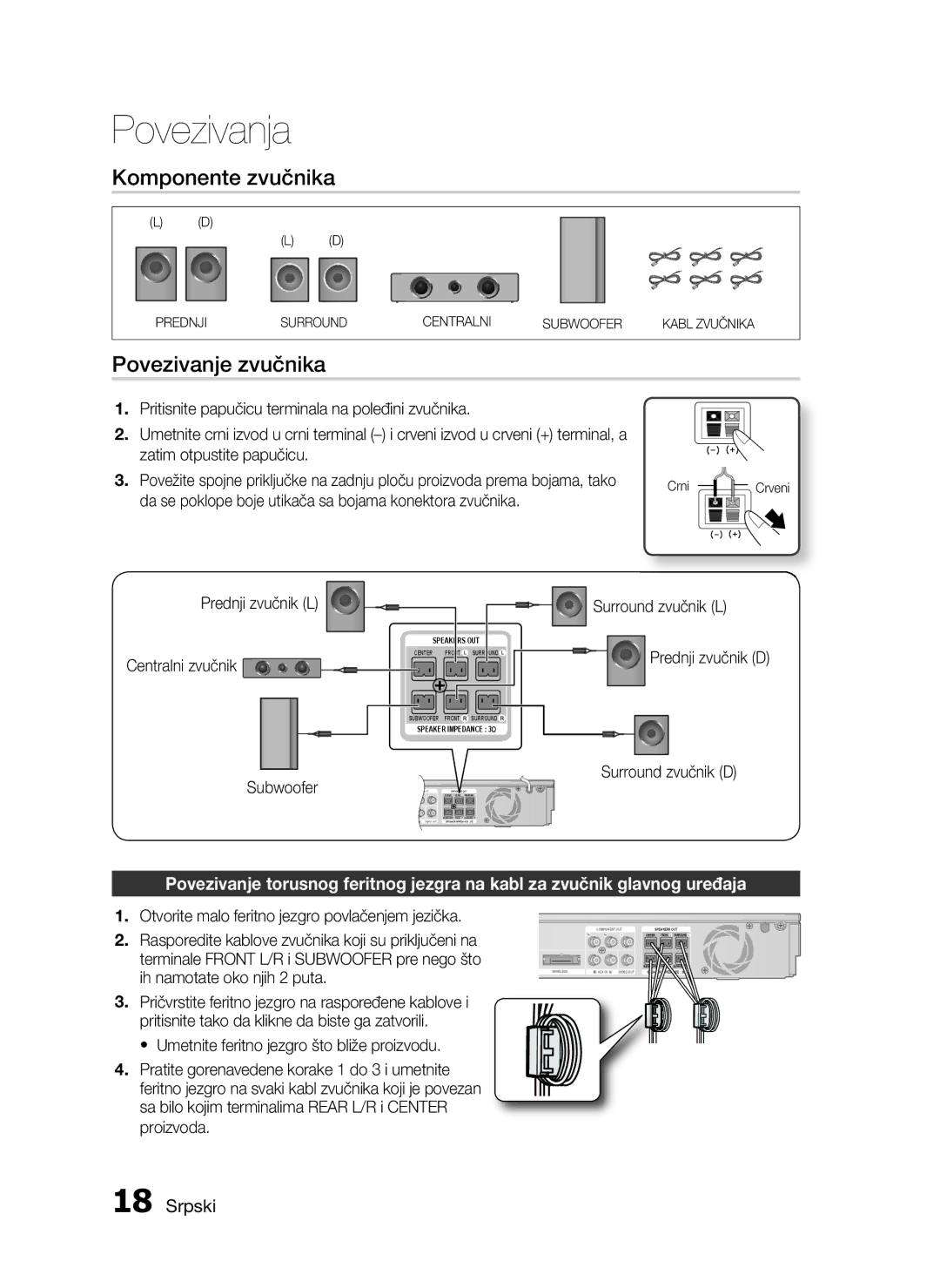 Samsung HT-D5000/EN manual Povezivanja 