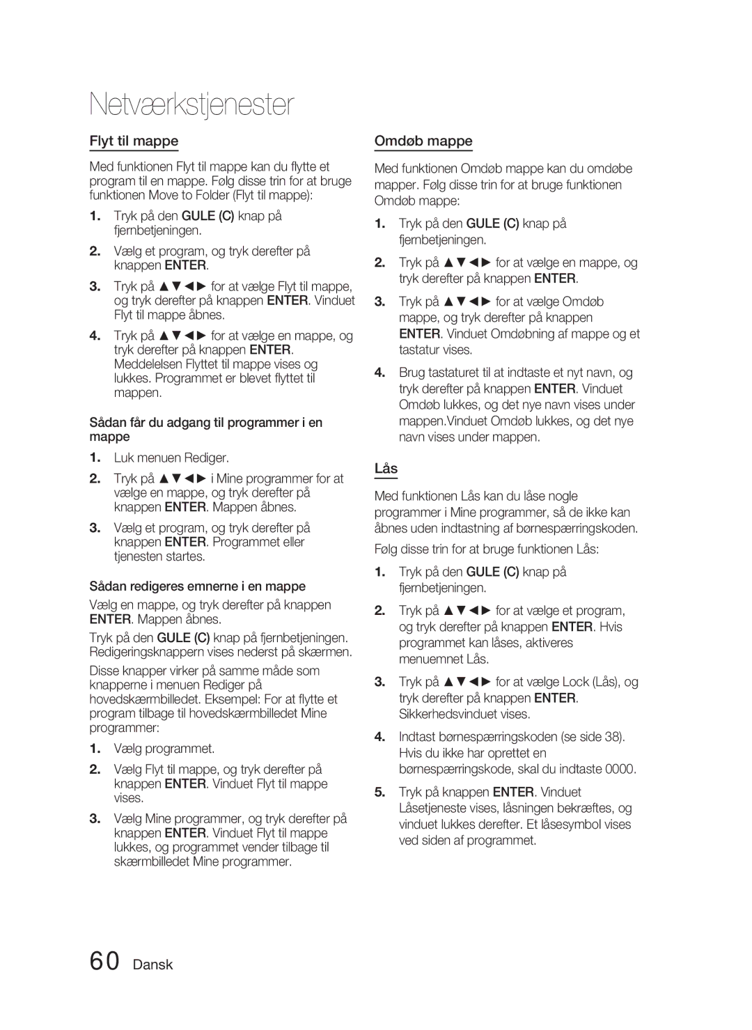 Samsung HT-D5000/XE manual Flyt til mappe, Omdøb mappe 