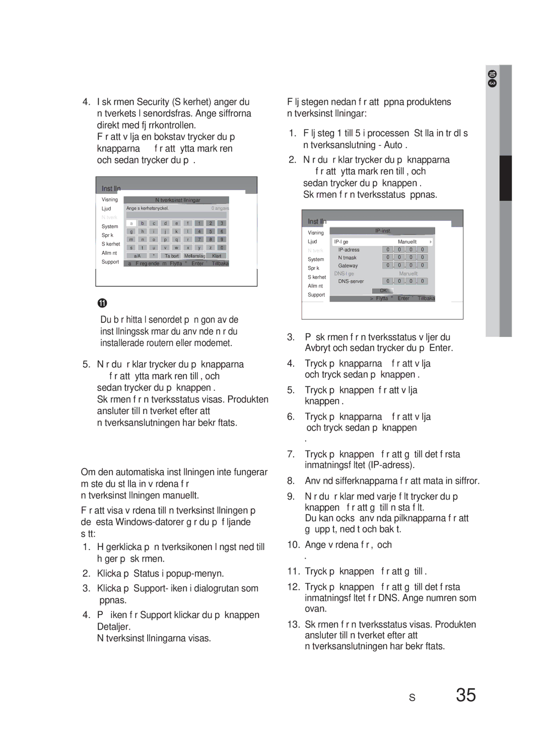 Samsung HT-D5000/XE manual Använd sifferknapparna för att mata in siffror, DNS-läge Manuellt 