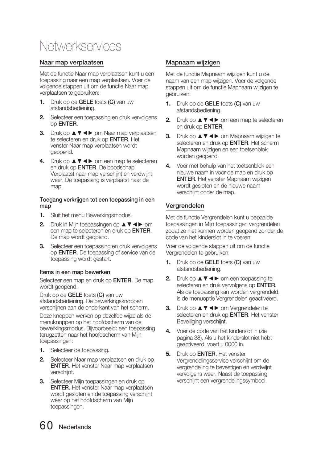 Samsung HT-D5000/XN, HT-D5000/EN, HT-D5000/ZF manual Naar map verplaatsen, Mapnaam wijzigen, Vergrendelen 