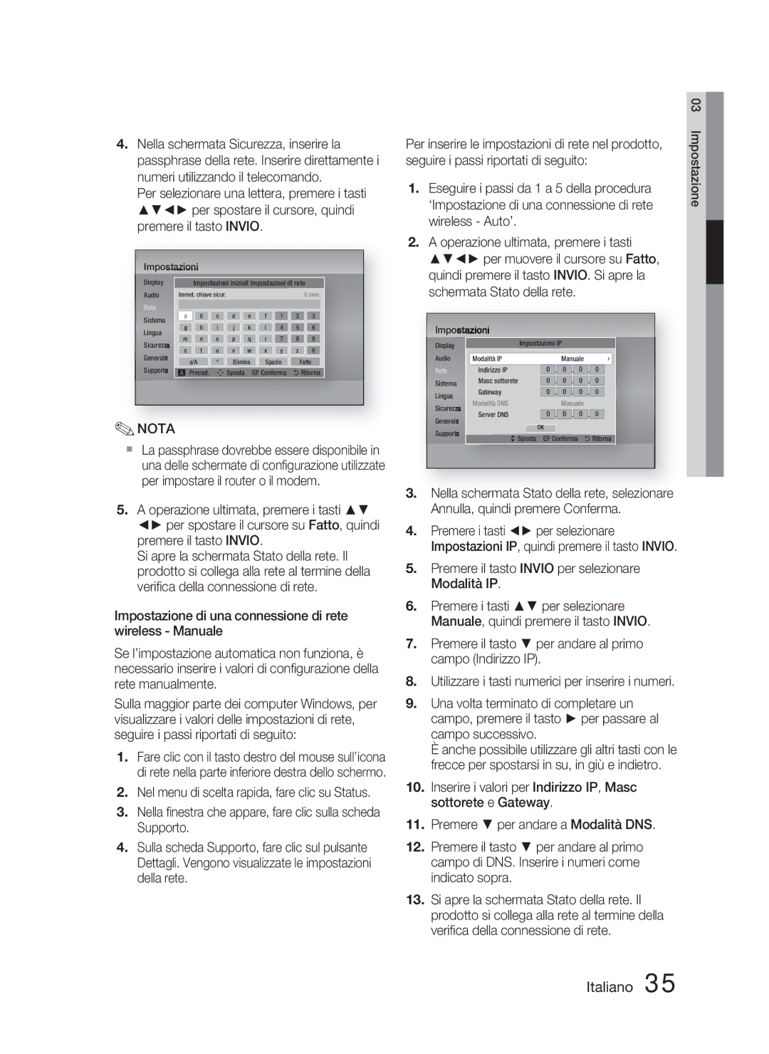 Samsung HT-D5000/ZF manual Seguire i passi riportati di seguito, Schermata Stato della rete 