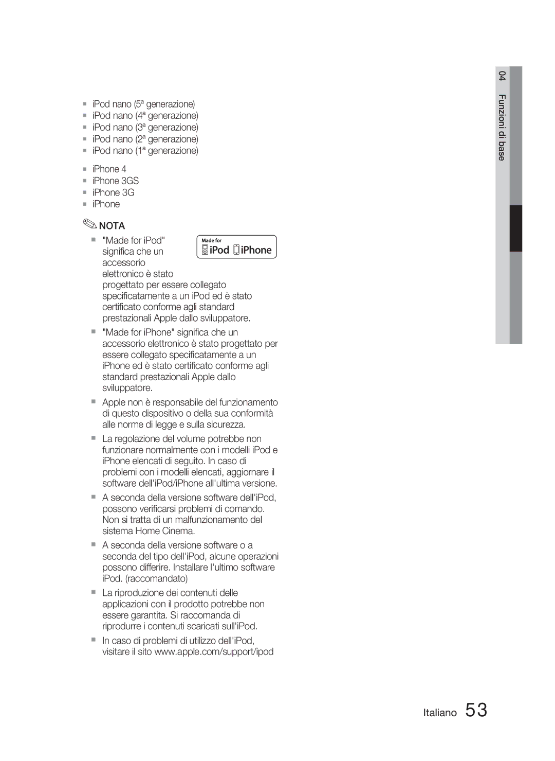 Samsung HT-D5000/ZF manual Funzioni di base 