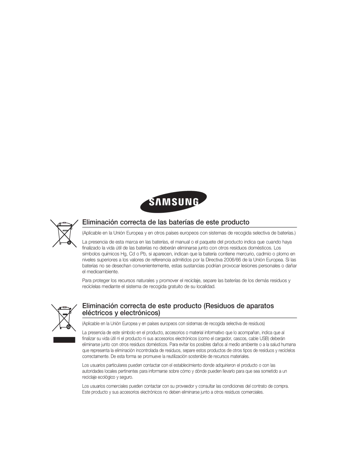 Samsung HT-D5000/ZF manual Eliminación correcta de las baterías de este producto 