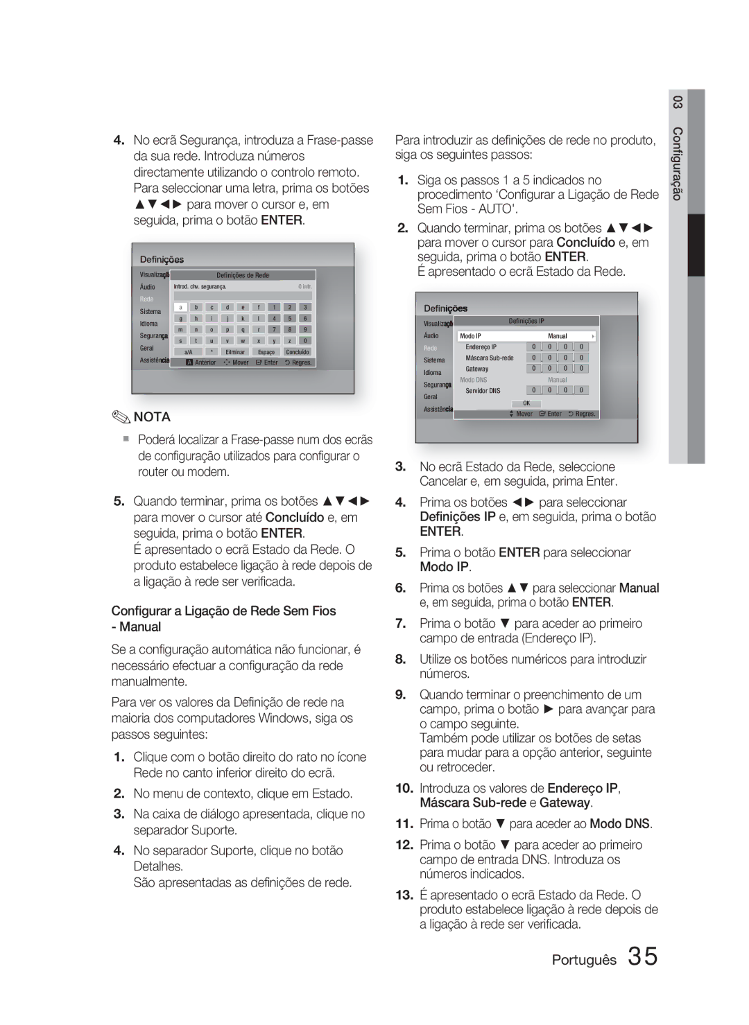 Samsung HT-D5000/ZF manual Prima o botão para aceder ao Modo DNS 