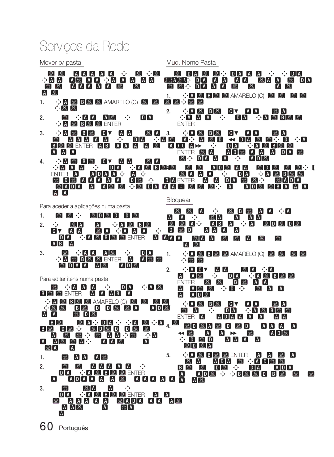 Samsung HT-D5000/ZF manual Mover p/ pasta, Mud. Nome Pasta, Apresentado um símbolo de bloqueio junto à aplicação 