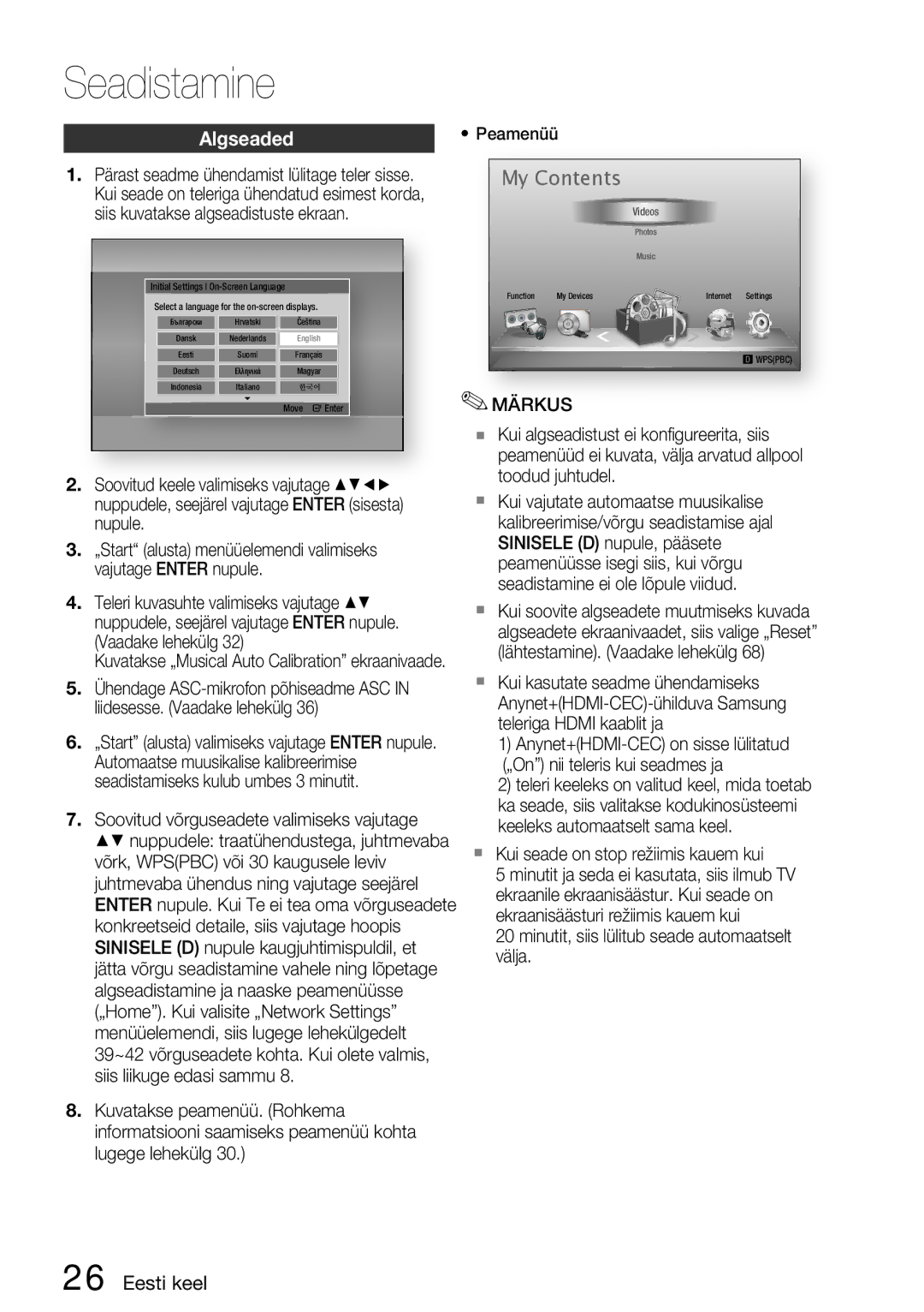 Samsung HT-D5200/EN manual Seadistamine 