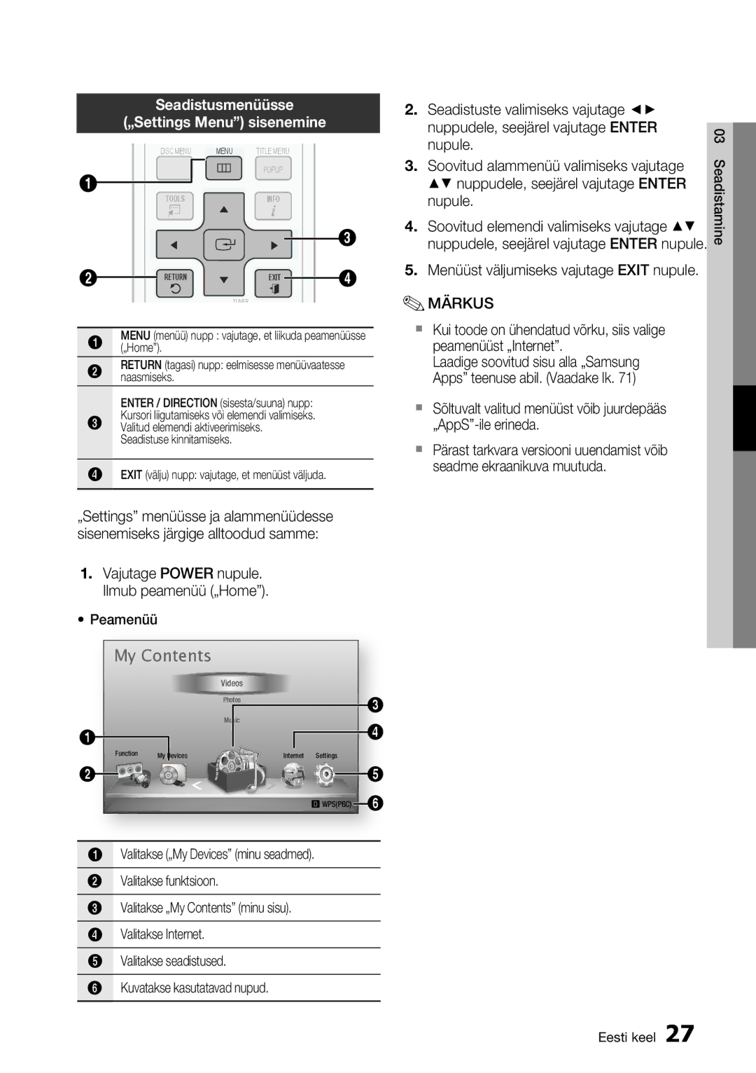 Samsung HT-D5200/EN manual My Contents 