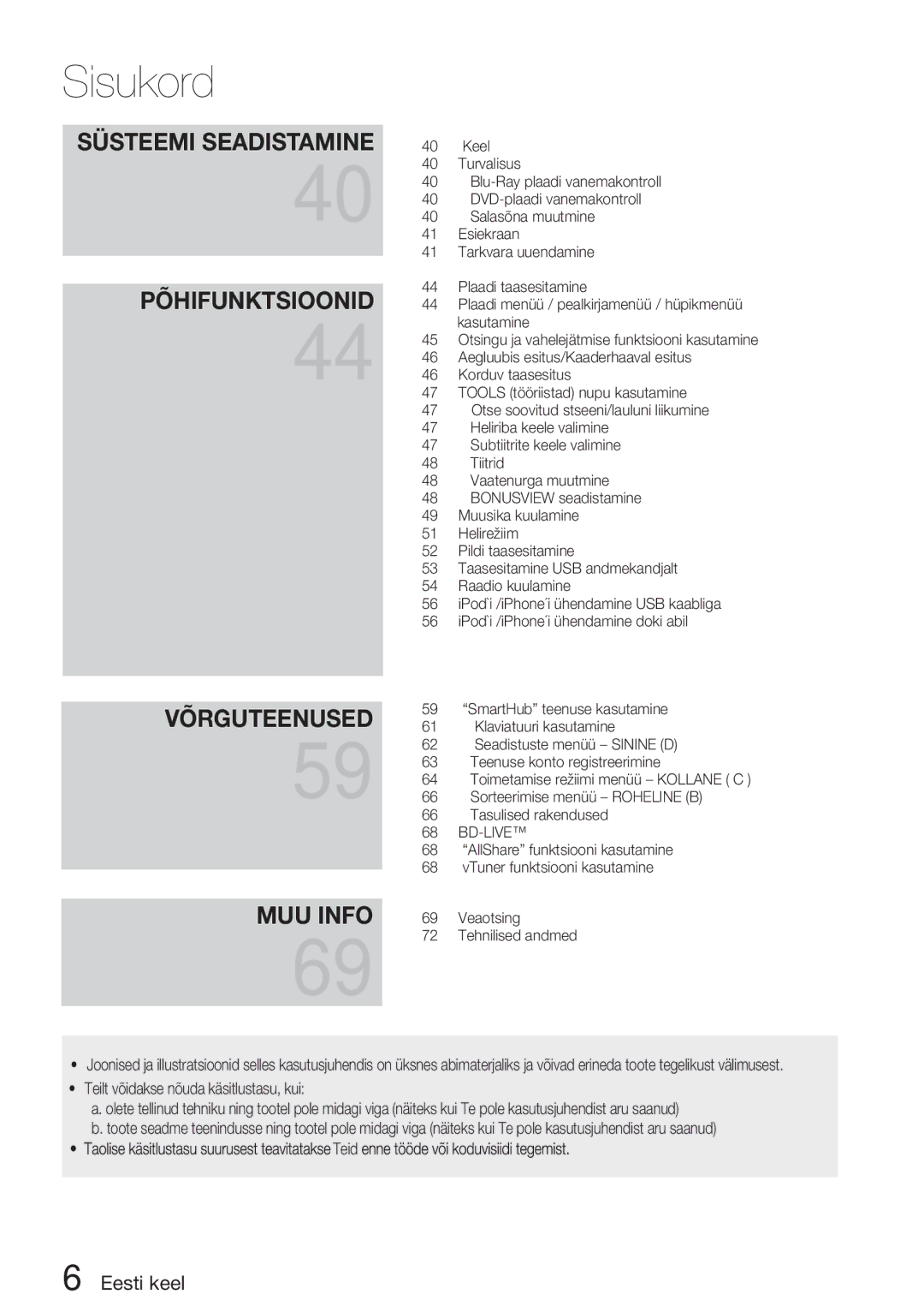 Samsung HT-D5200/EN manual Süsteemi Seadistamine Põhifunktsioonid 