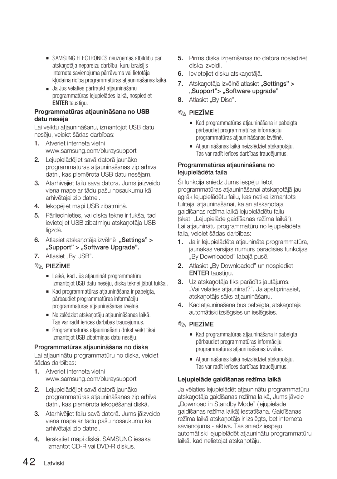 Samsung HT-D5200/EN manual Programmatūras atjaunināšana no USB datu nesēja, Atlasiet „By Disc 