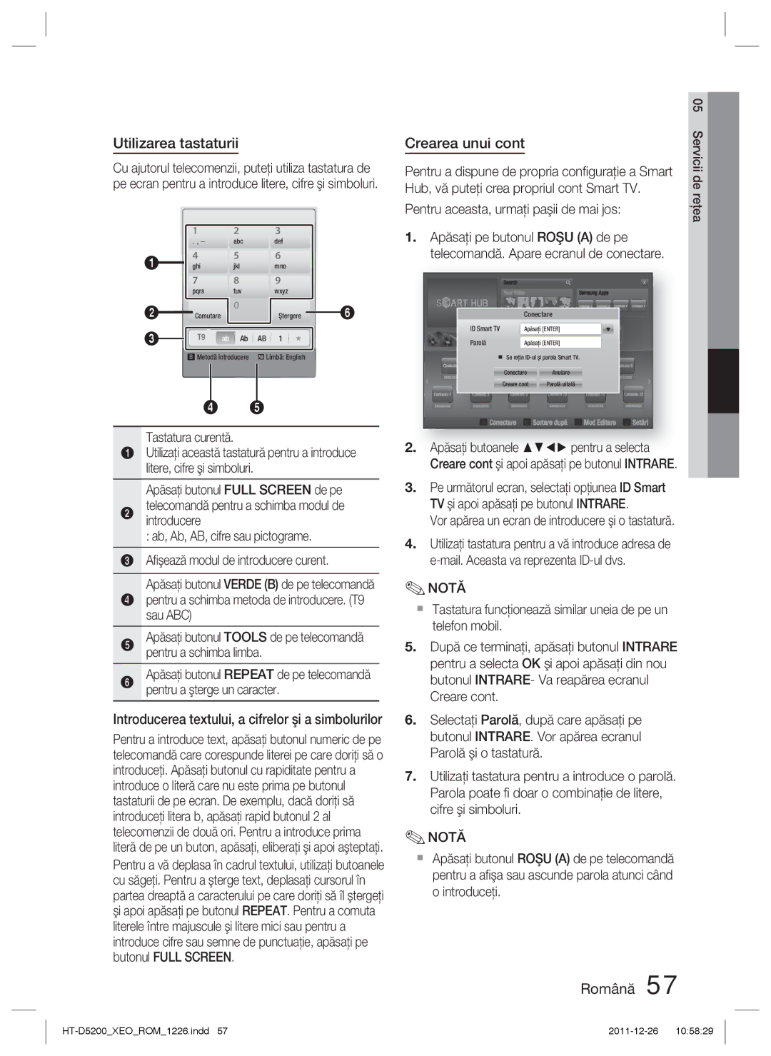 Samsung HT-D5200/EN manual Utilizarea tastaturii, Crearea unui 