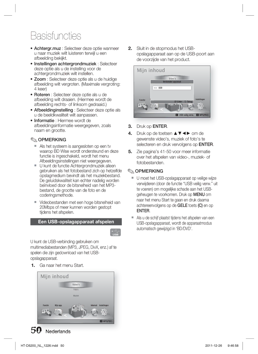 Samsung HT-D5200/XN, HT-D5200/EN, HT-D5200/ZF manual Een USB-opslagapparaat afspelen, Video’s 