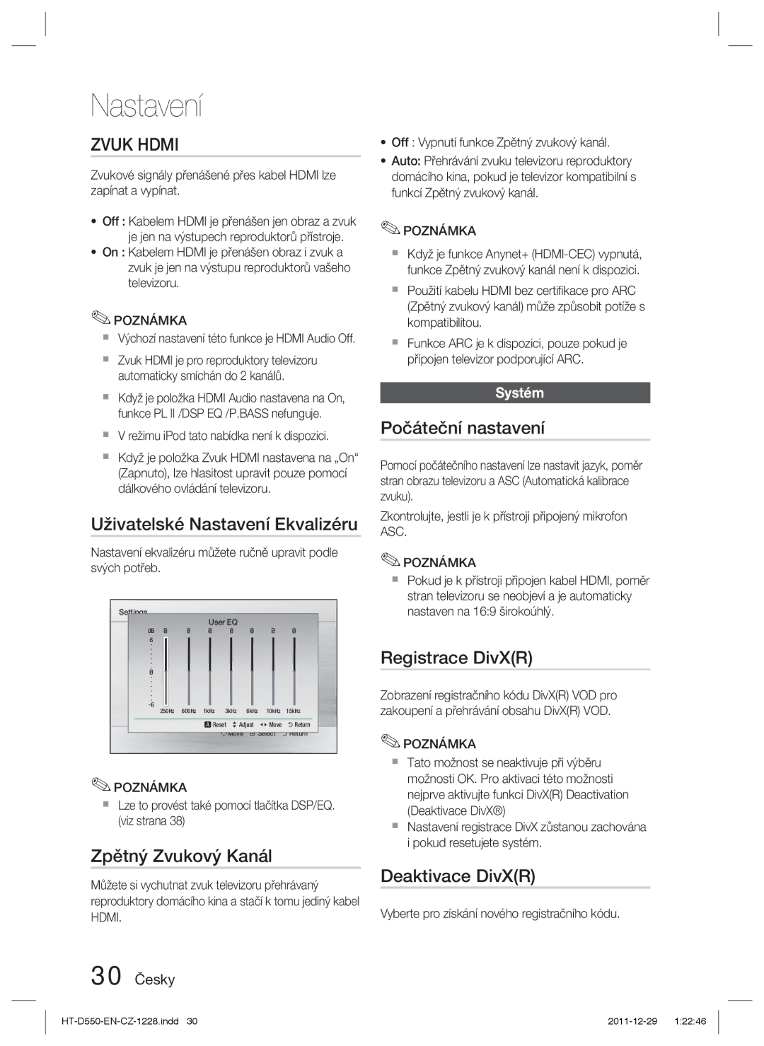 Samsung HT-D550/EN, HT-D555/EN, HT-D550/XE manual Zvuk Hdmi 