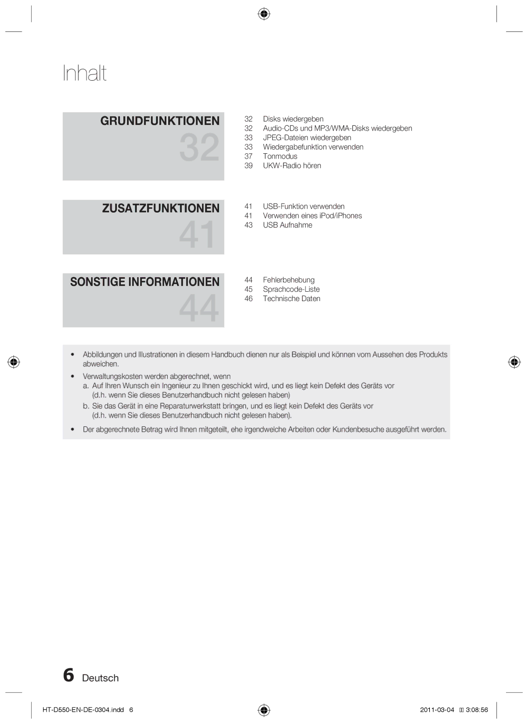 Samsung HT-D550/EN, HT-D550/XN, HT-D555/TK, HT-D555/EN, HT-D555/ZF Grundfunktionen Zusatzfunktionen Sonstige Informationen 