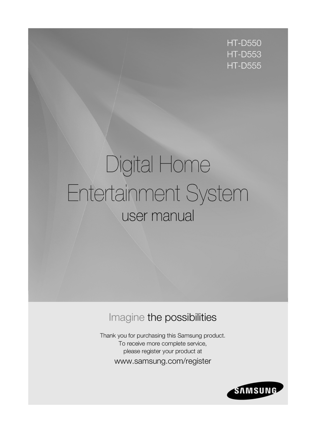 Samsung HT-D555, HT-D553, HT-D550 user manual Digital Home Entertainment System 