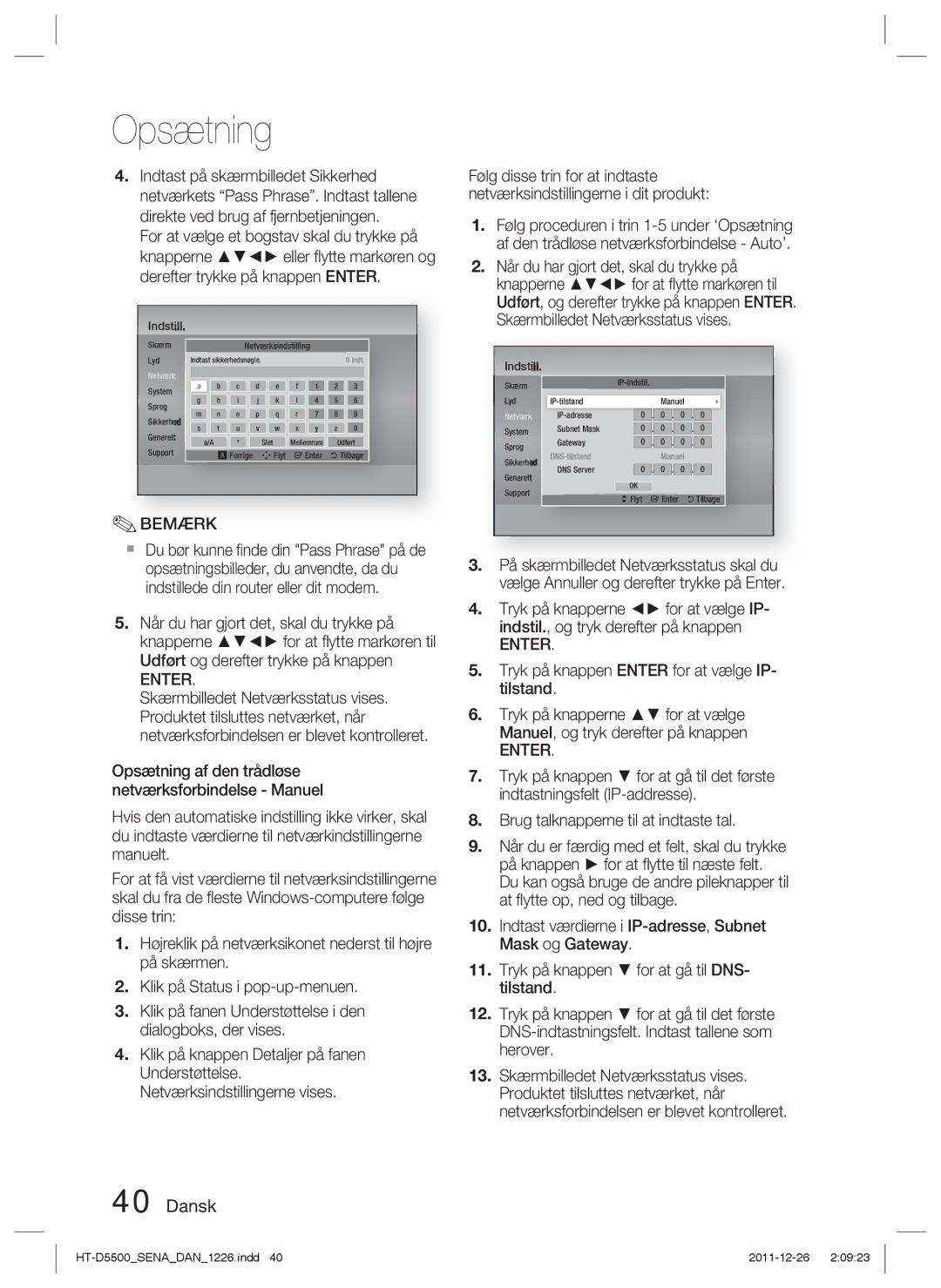 Samsung HT-D5500/XE, HT-D5530/XE, HT-D5550/XE manual Skærm 