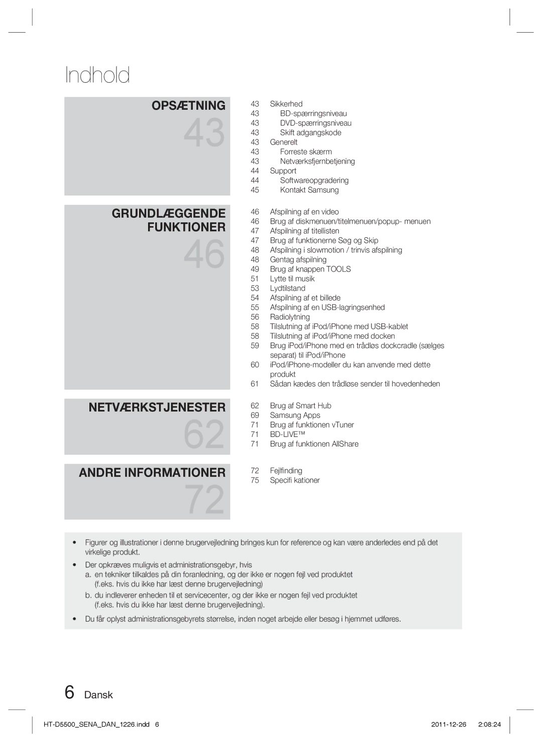 Samsung HT-D5530/XE manual Sikkerhed, BD-spærringsniveau, Skift adgangskode, Generelt, Forreste skærm, Softwareopgradering 