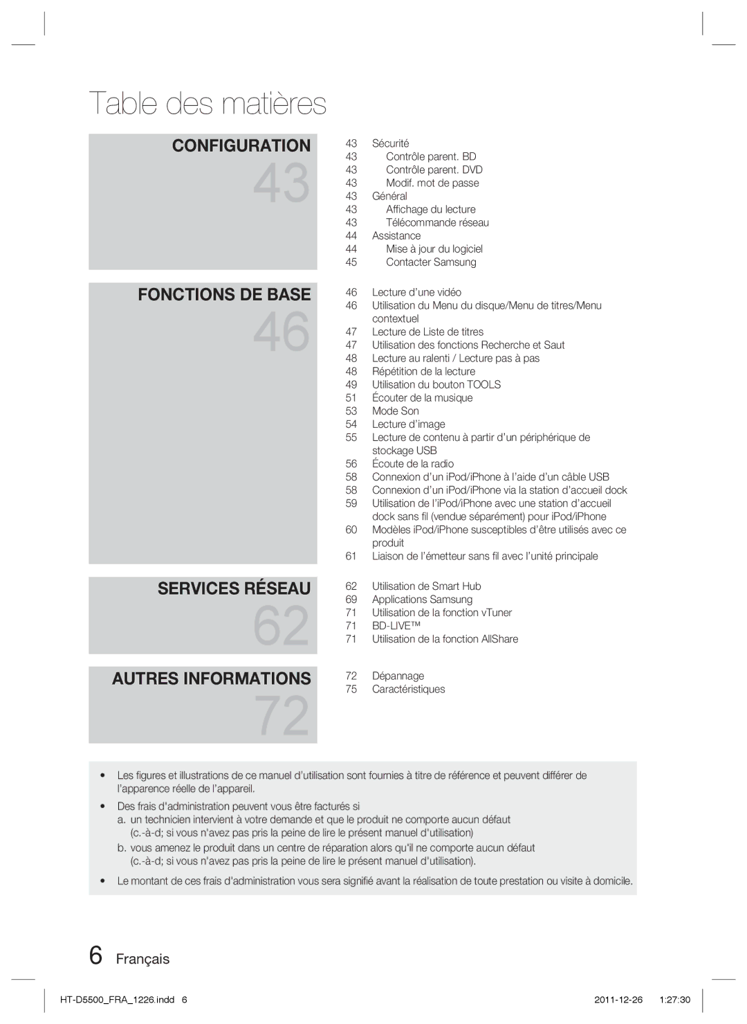 Samsung HT-D5550/ZF Sécurité, Contrôle parent. BD, Contrôle parent. DVD, Modif. mot de passe, Général, Afﬁchage du lecture 